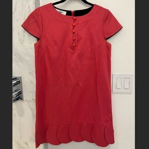 Tibi Shift Dress With Scalloped Hem